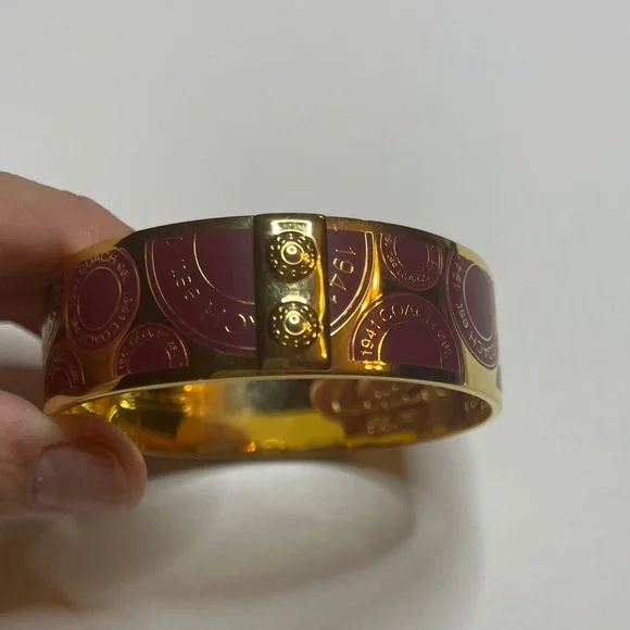 Coach Gold Bangle with Purple Circles - Picture 7 of 9